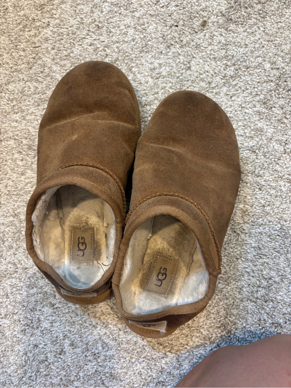 UGG Chestnut Suede Slip-On Shearling Lined Slippers